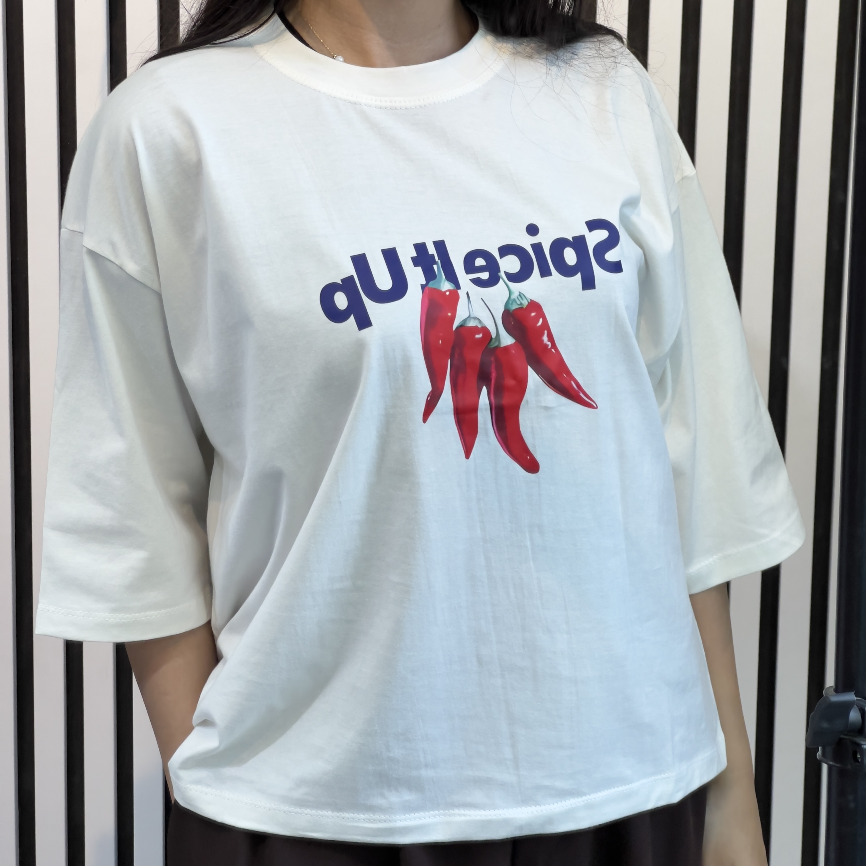 تیشرت باکسی مچینست سفید