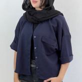 شومیز باکسی سرمه ای مدل لوفن