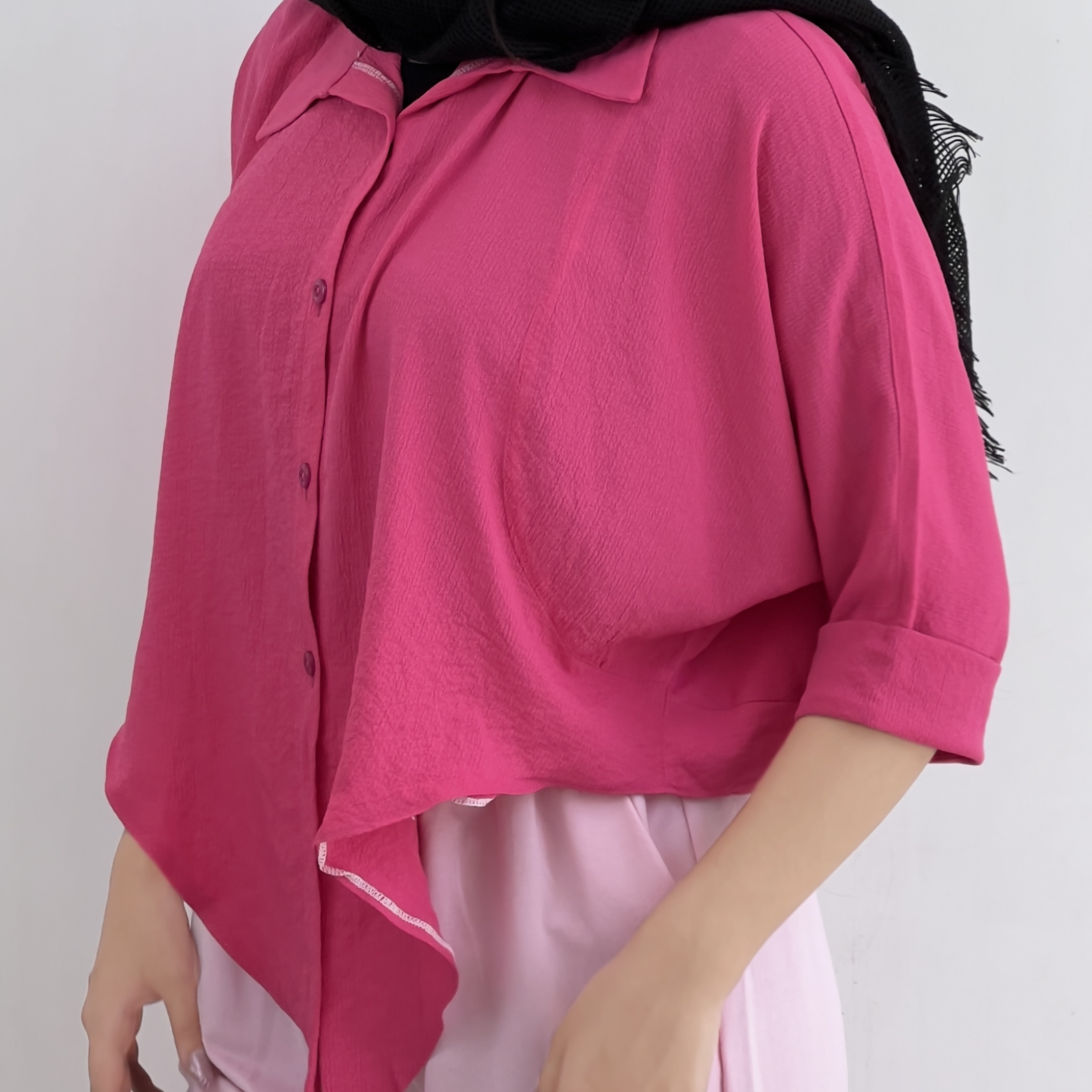 شومیز باکسی گره ای سرخابی