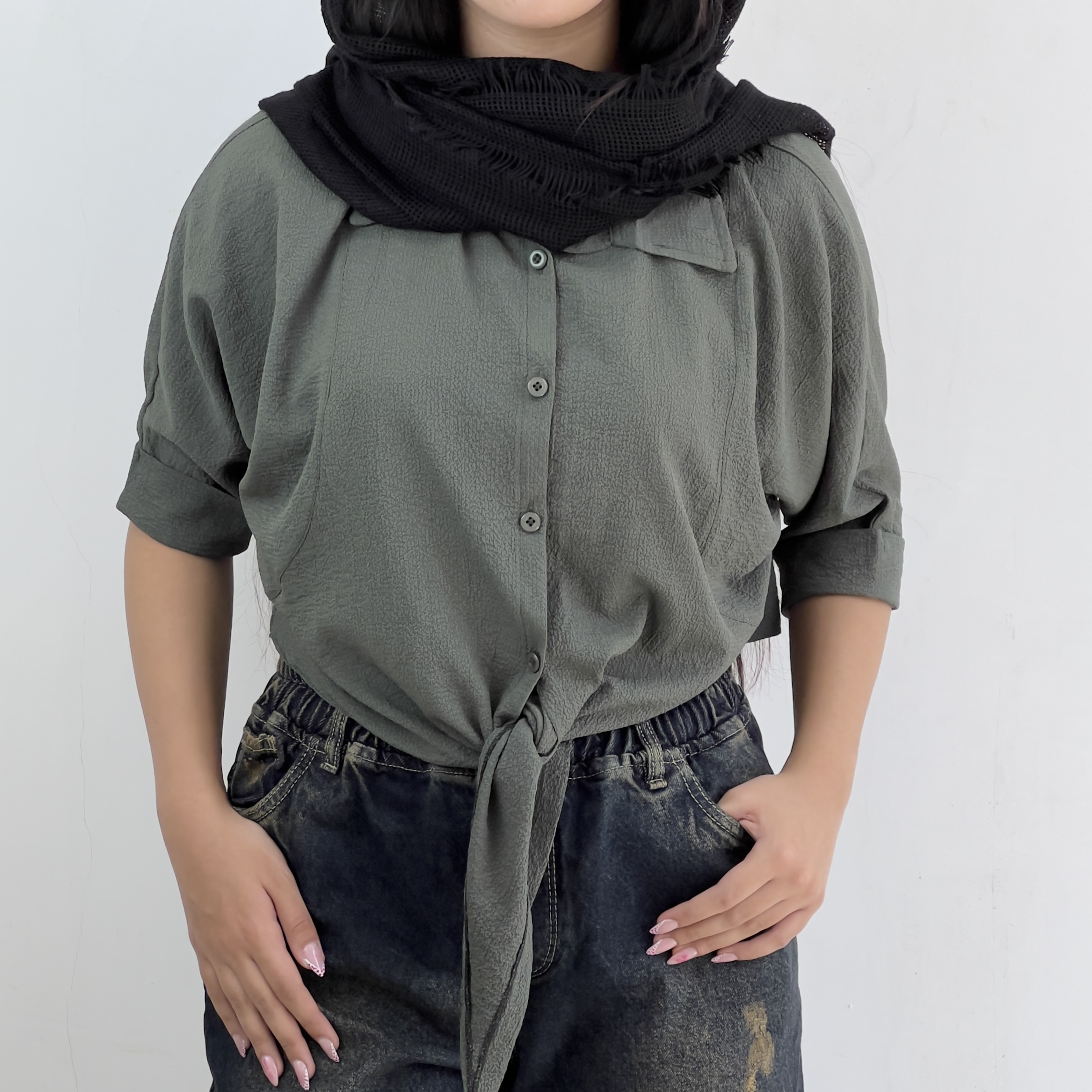 شومیز باکسی گره ای