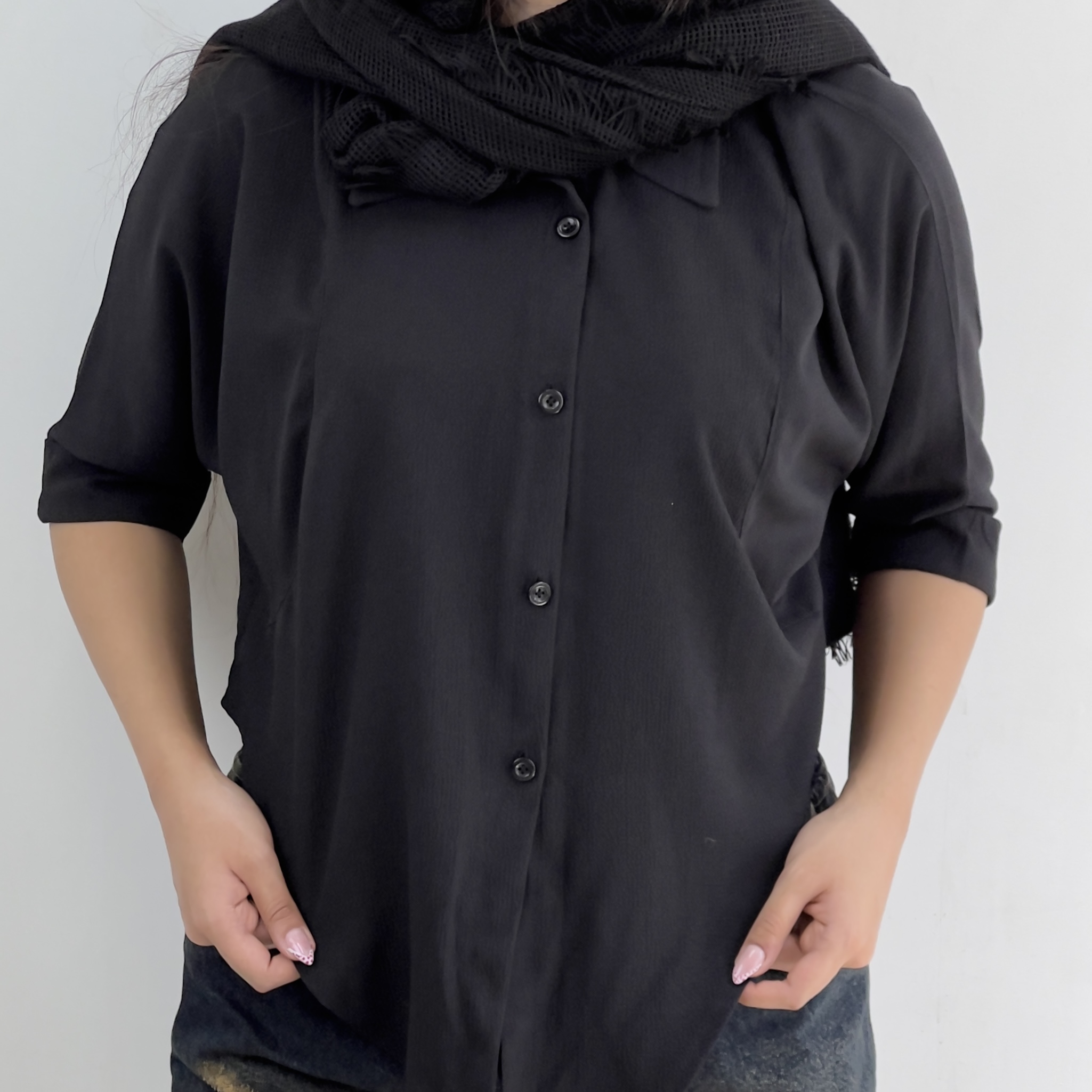 شومیز باکسی گره ای مشکی