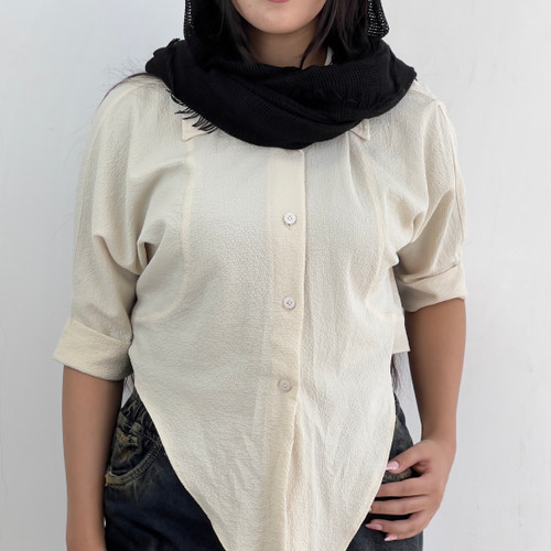 شومیز باکسی گره ای کرم