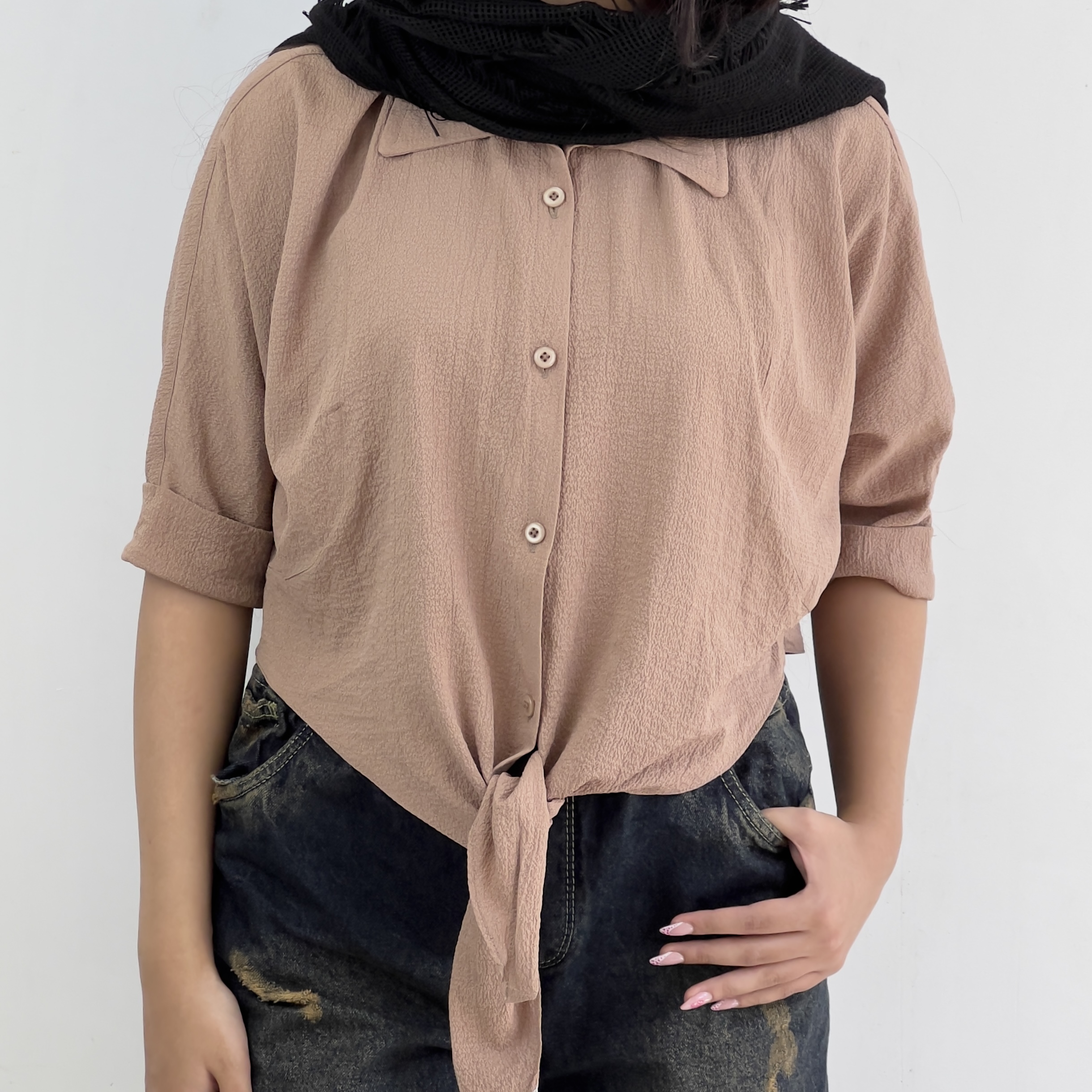 شومیز باکسی گره ای