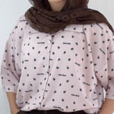 شومیز قلبی miu miu آستین کوتاه شیری