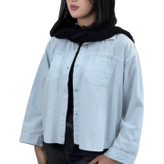 شومیز باکسی لینن آبی روشن