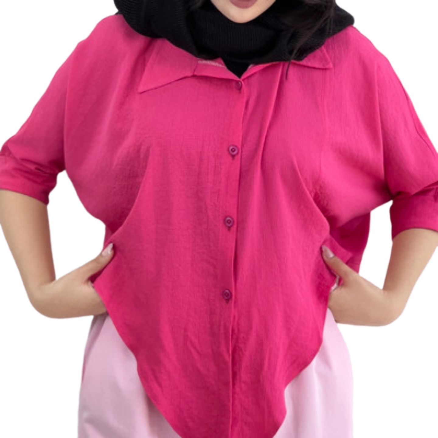 شومیز باکسی گره ای سرخابی