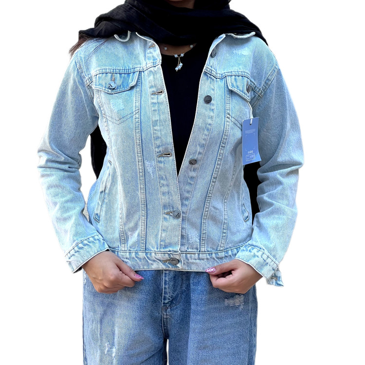 کت آبی روشن جین مدل جیب نما