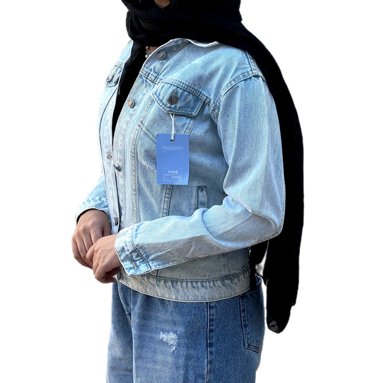 کت آبی روشن جین مدل جیب نما