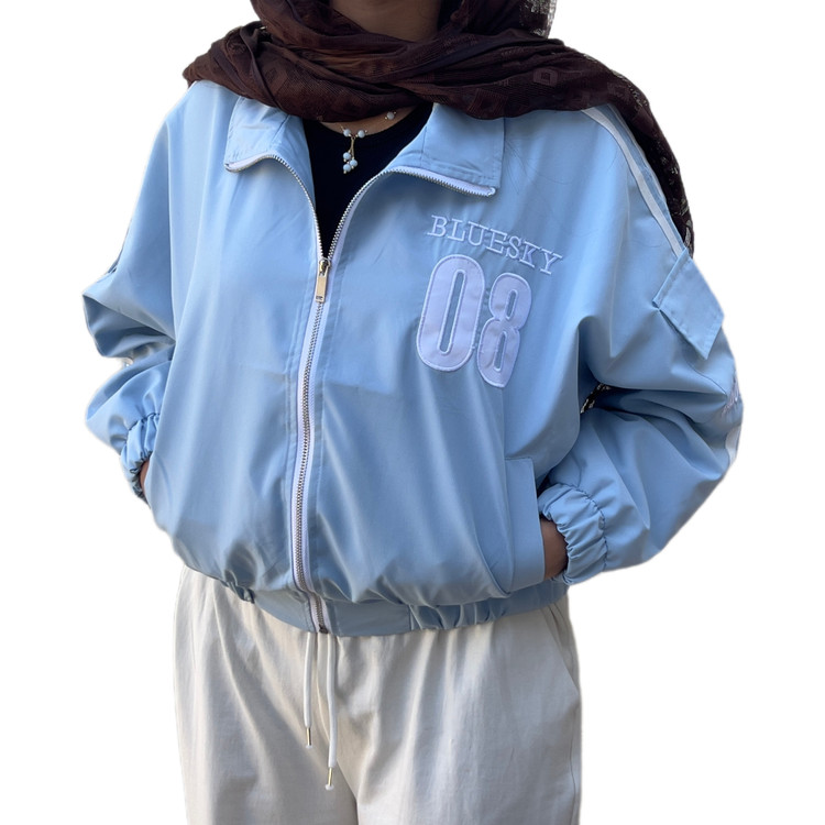 بامبر جکت آبی روشن آستر دار مدل bluesky